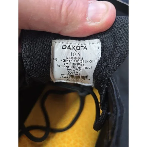 Dakota Men's Lace-Up Steel Toe Sport Oxford Shoes 3023 Black Leather Size 10.5M